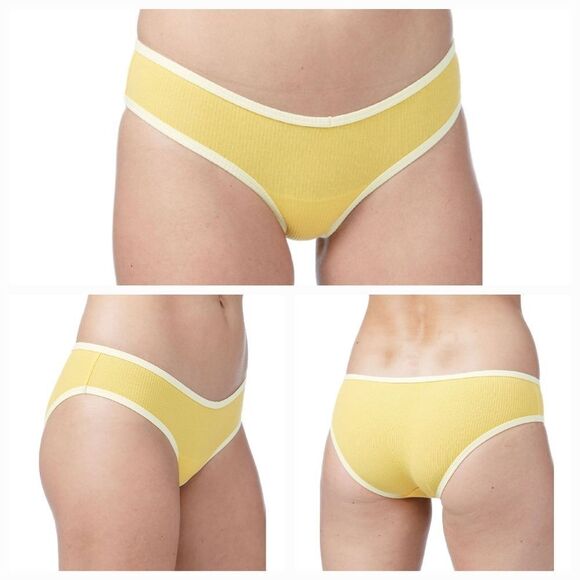 🔺️NWT Lunar Yellow Cotton Ribbed Cheeky Panties Small - Picture 1 of 4